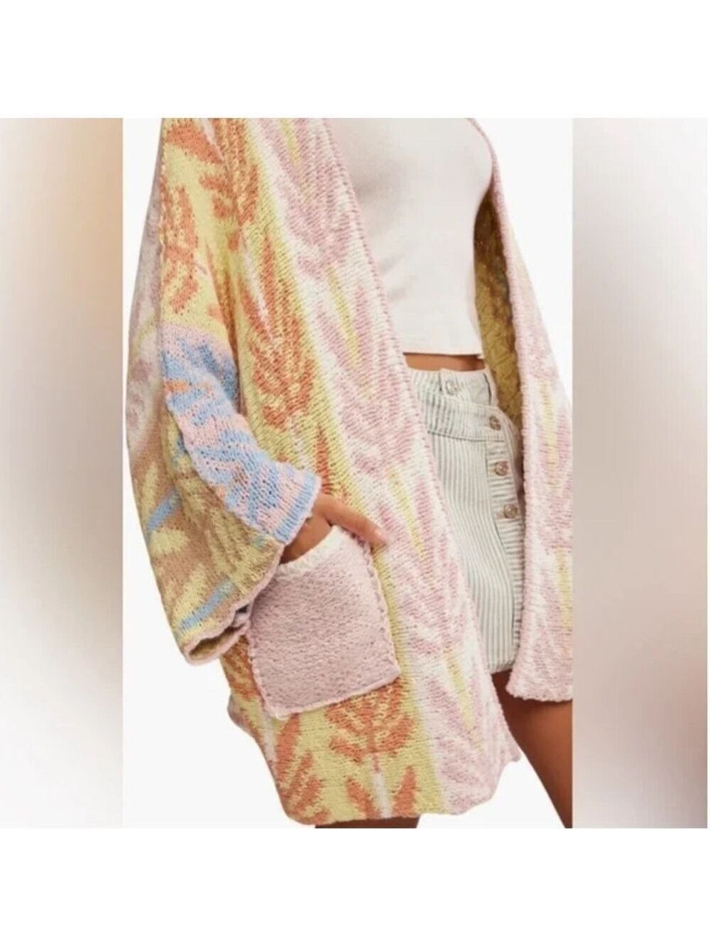NWT Rare 🔥 Free People Mallorca Open Front Cardigan Size L - Picture 4 of 12
